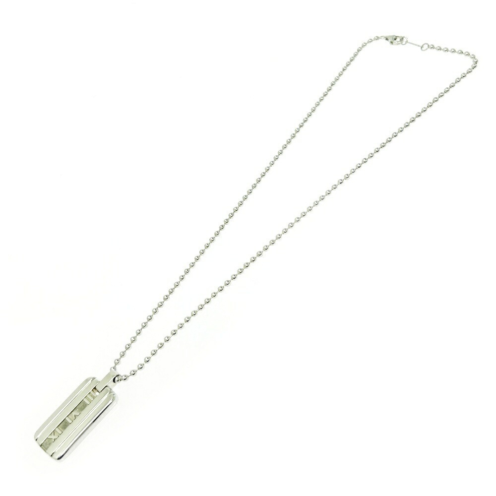 TIFFANY Co Silver Atlas Plate Ball Chain Necklace - Picture 3 of 6
